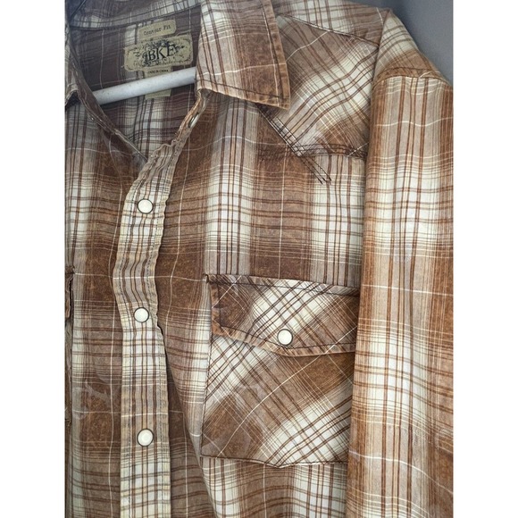 BKE Men’s Long Sleeve Pearl Snap Shirt Size Large - Picture 3 of 4